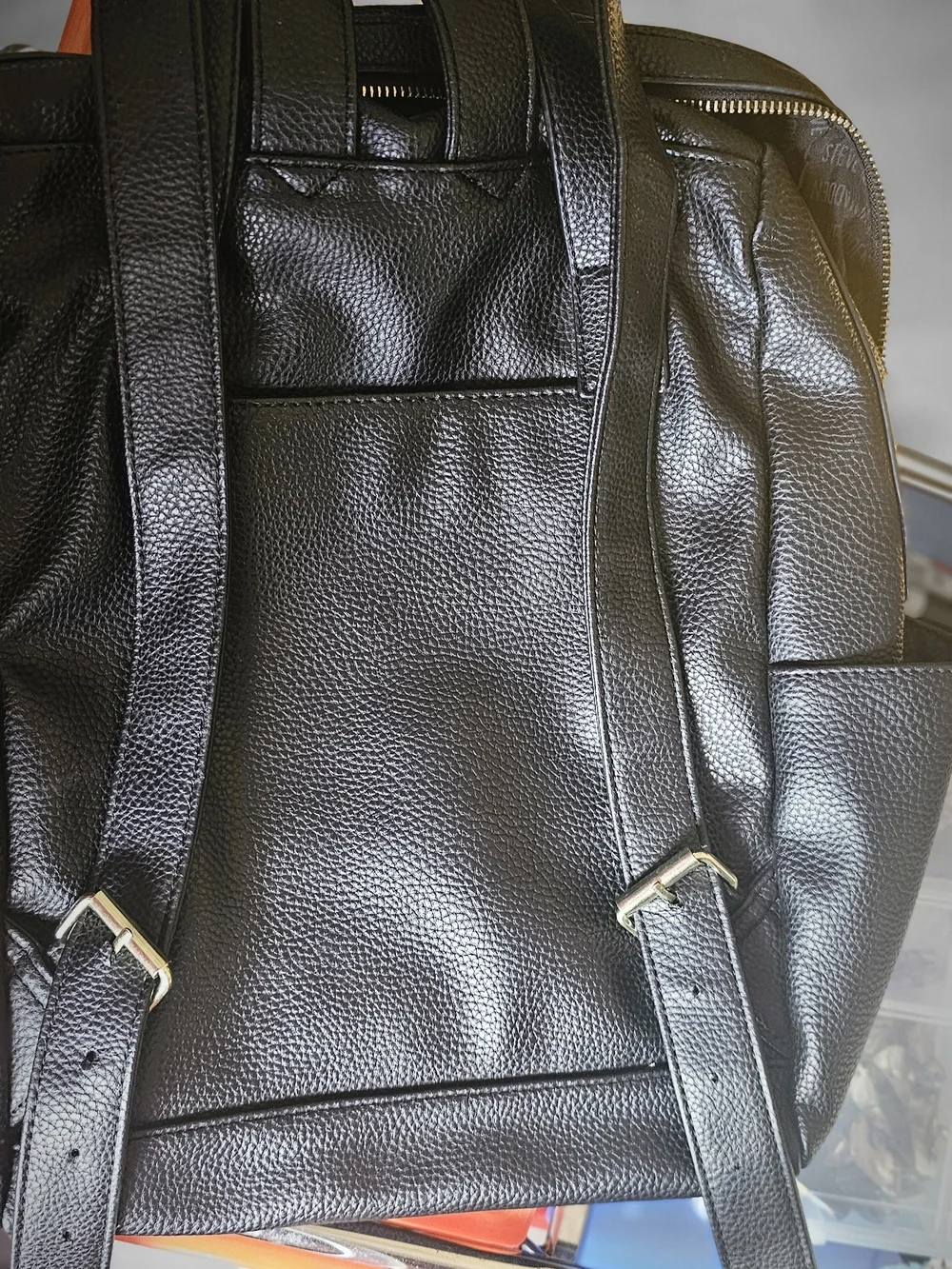 Black Steve Madden Faux Leather Backpack - Back Pack